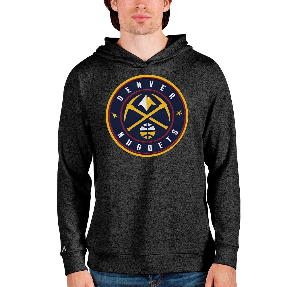 Men's Antigua Heathered Black Denver Nuggets Logo Absolute Pullover Hoodie
