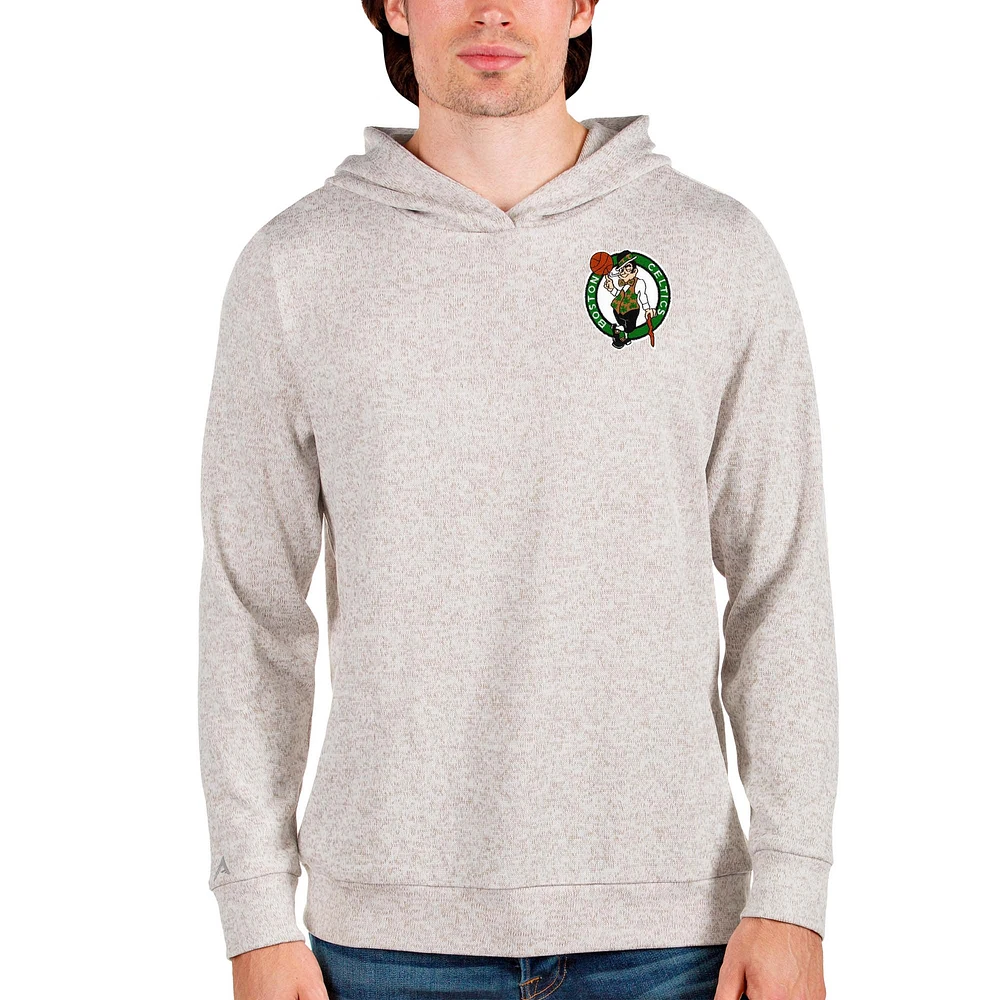 Men's Antigua Oatmeal Boston Celtics Absolute Pullover Hoodie