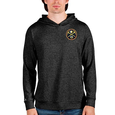 Men's Antigua Heathered Black Denver Nuggets Absolute Pullover Hoodie