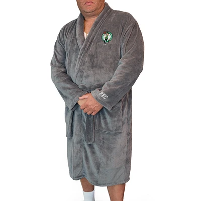 Men's ISlide Gray Boston Celtics Personalized Boss Robe