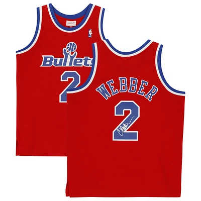 Chris Webber Red Washington Bullets Autographed 1994-95 Mitchell & Ness Hardwood Classics Replica Jersey