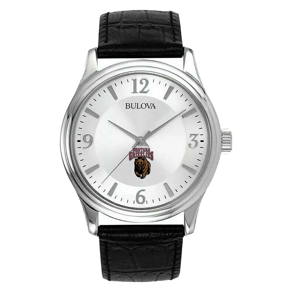 Men's Silver Montana Grizzlies Leather Watch