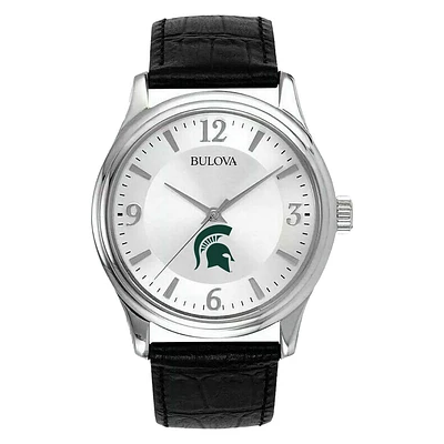 Men's Silver Michigan State Spartans Leather Watch