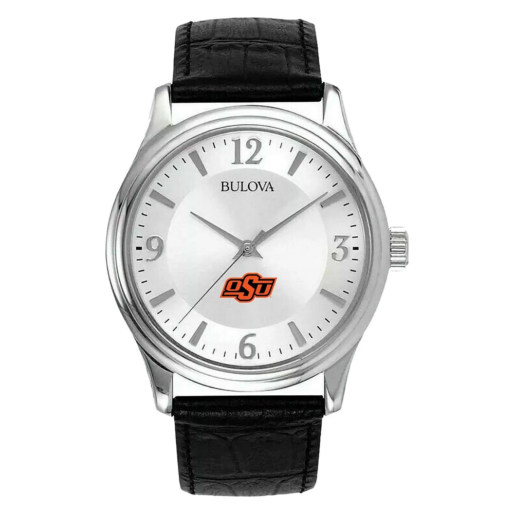Men's Silver Oklahoma State Cowboys Leather Watch