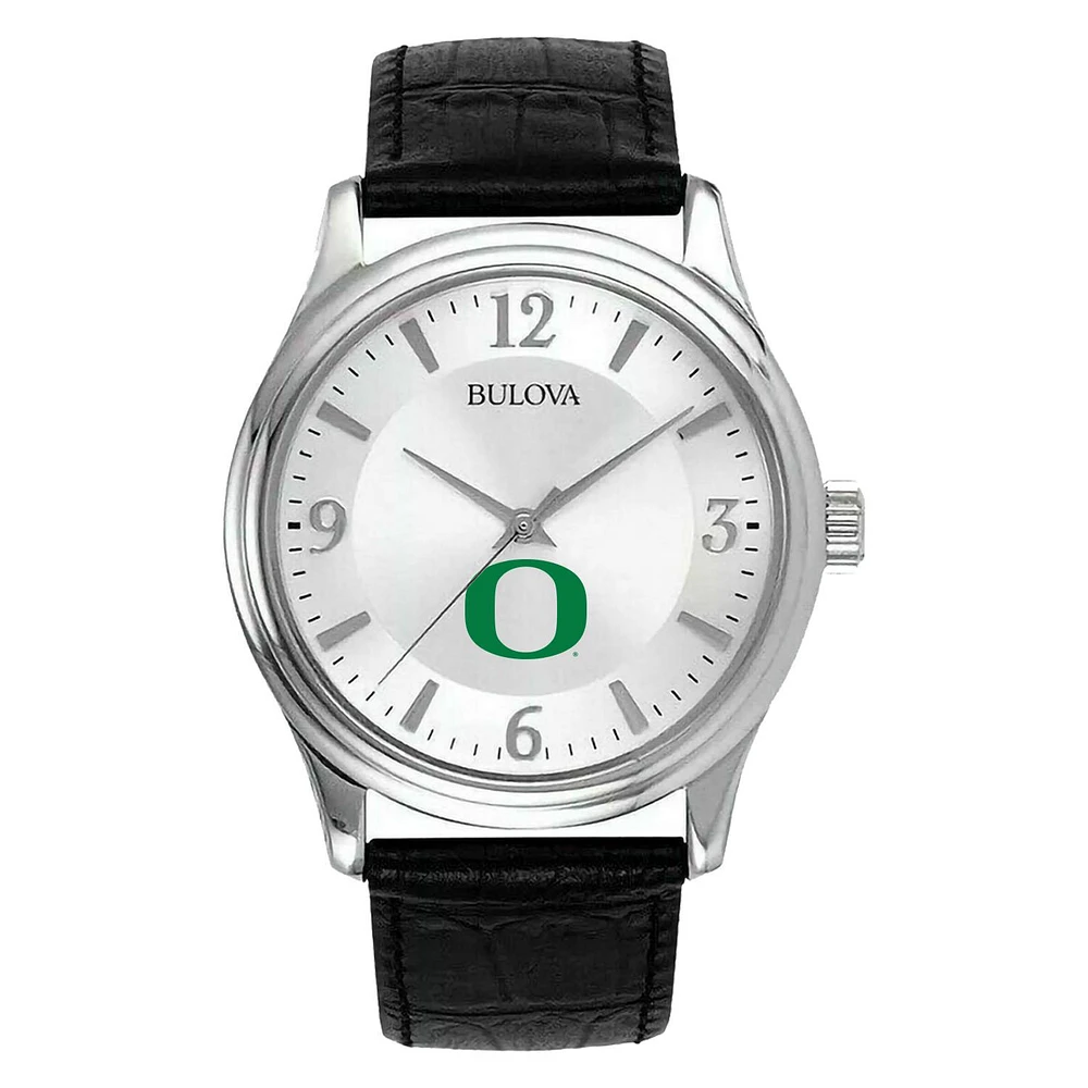 Men's Silver Oregon Ducks Leather Watch
