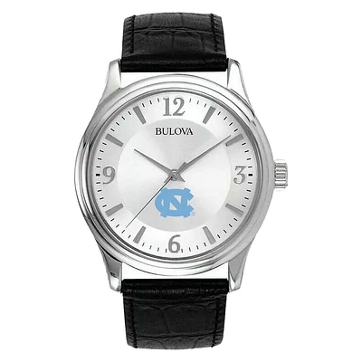 Men's Silver North Carolina Tar Heels Leather Watch