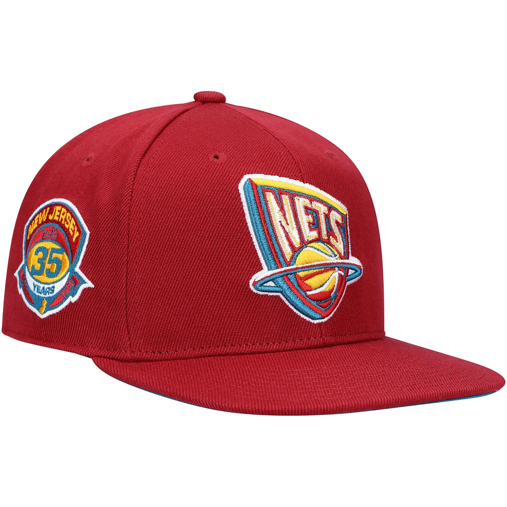 Men's Mitchell & Ness x Lids Red New Jersey Nets 35 Years Hardwood Classics Northern Lights Fitted Hat