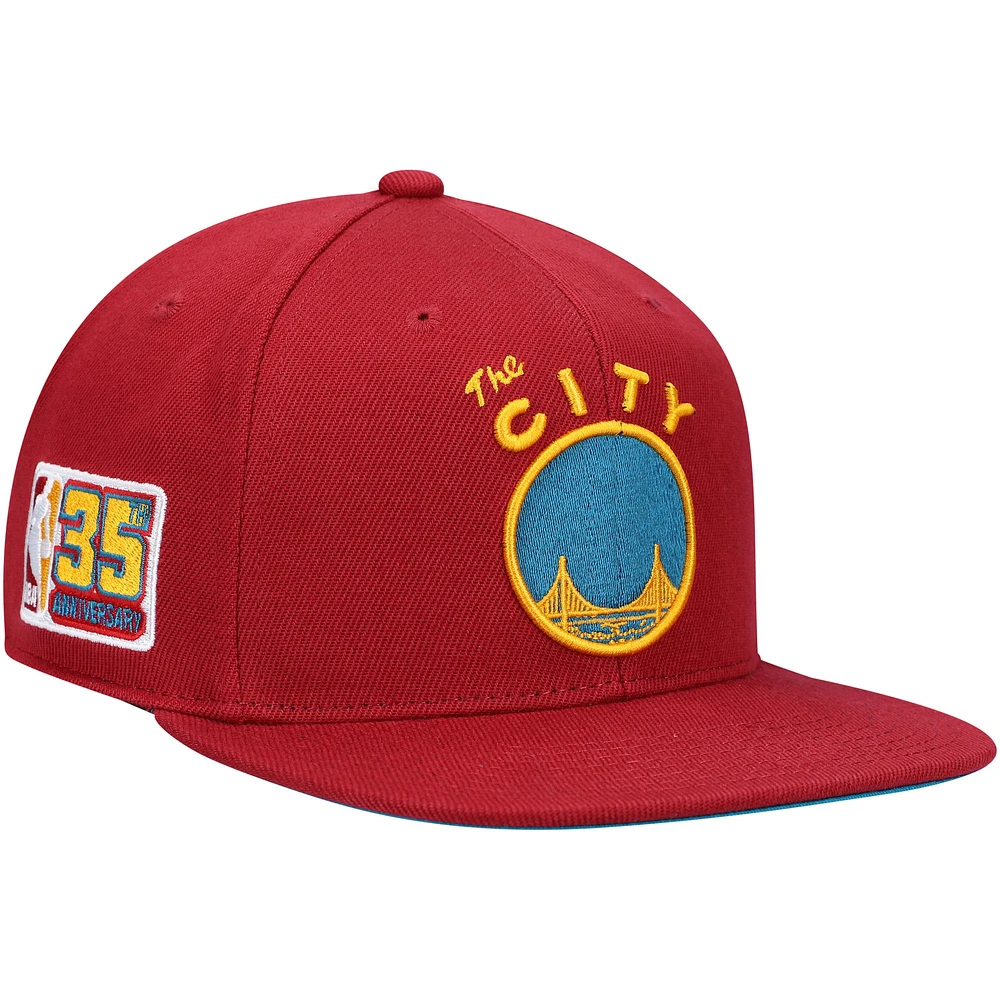 Men's Mitchell & Ness x Lids Red San Francisco Warriors 35th Anniversary Hardwood Classics Northern Lights Fitted Hat