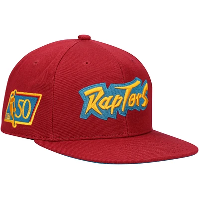 Men's Mitchell & Ness x Lids Red Toronto Raptors 50th Anniversary Hardwood Classics Northern Lights Fitted Hat