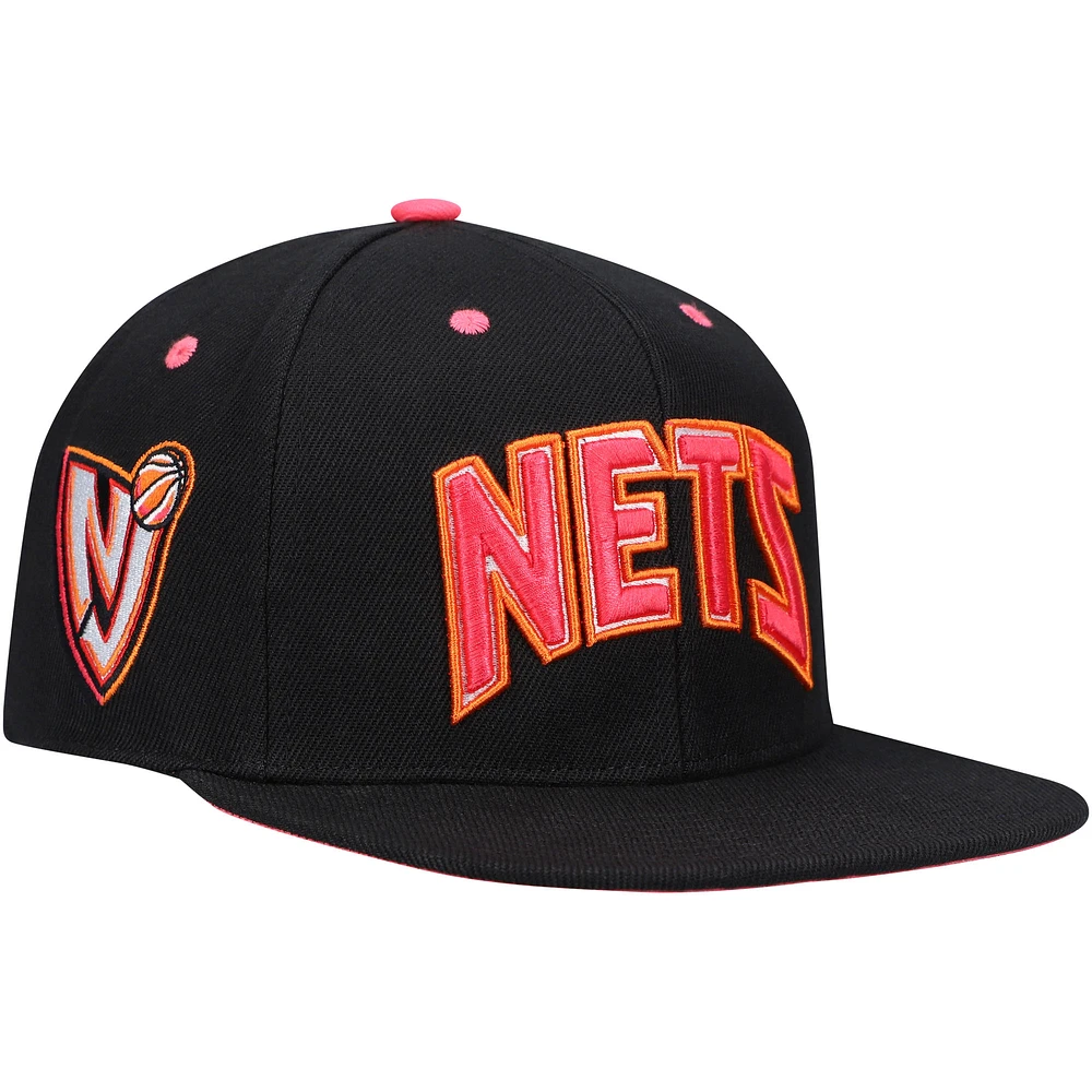 Men's Mitchell & Ness x Lids Black New Jersey Nets Hardwood Classics Sunset Fitted Hat