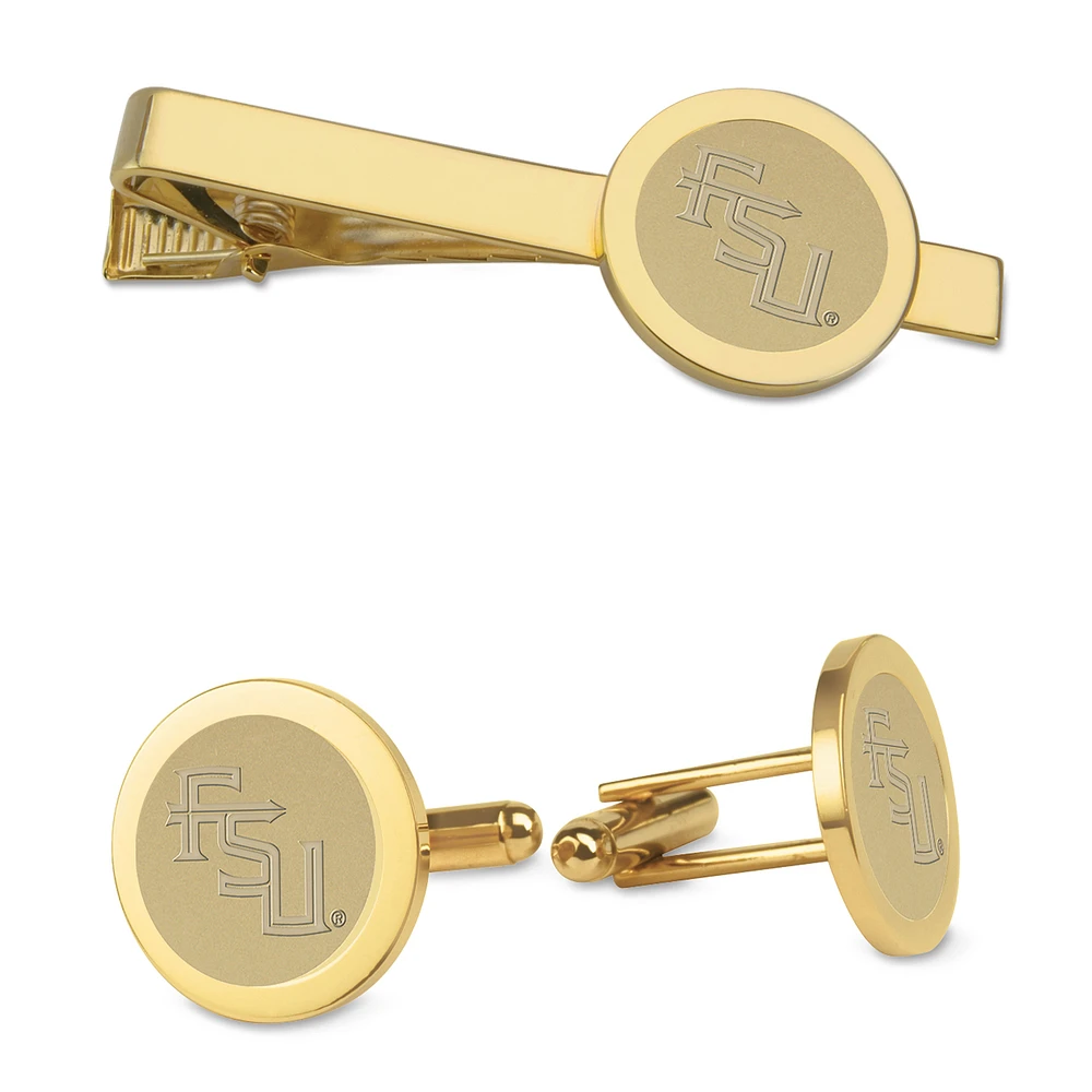 Men's Gold Florida State Seminoles Cufflinks & Tie Bar Gift Set