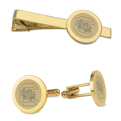 Men's Gold South Carolina Gamecocks Cufflinks & Tie Bar Gift Set