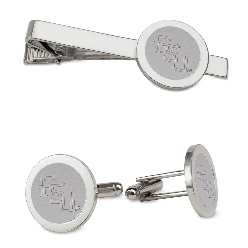 Men's Silver Florida State Seminoles Cufflinks & Tie Bar Gift Set