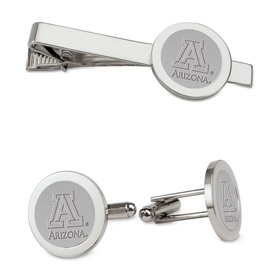 Men's Silver Arizona Wildcats Cufflinks & Tie Bar Gift Set