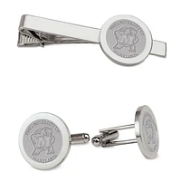 Men's Silver Maryland Terrapins Cufflinks & Tie Bar Gift Set