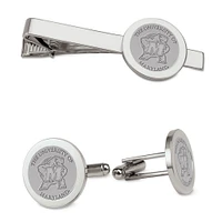 Men's Silver Maryland Terrapins Cufflinks & Tie Bar Gift Set