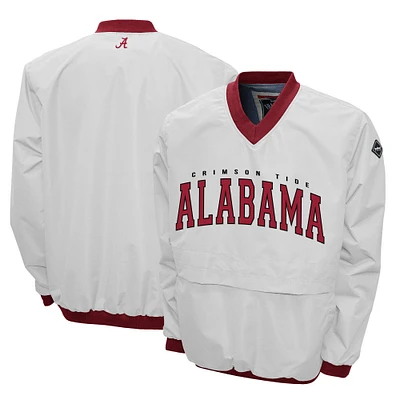 Men's Franchise Club White Alabama Crimson Tide Members Windshell V-Neck Pullover Jacket