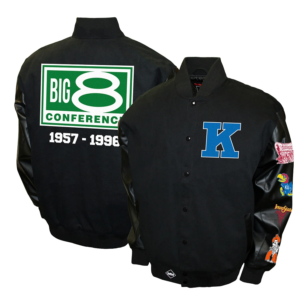 Men's Franchise Club Black Kansas Jayhawks 1957-1996 Big 8 Conference Commemorative Twill Full-Snap Jacket