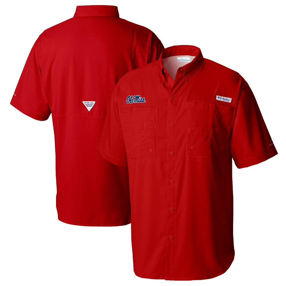 Men's Columbia Red Ole Miss Rebels Tamiami Omni-Shade Button-Down Shirt