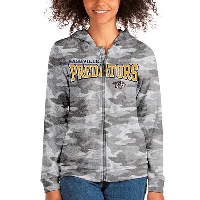 Women's Antigua Camo Nashville Predators Team Absolute Full-Zip Hoodie