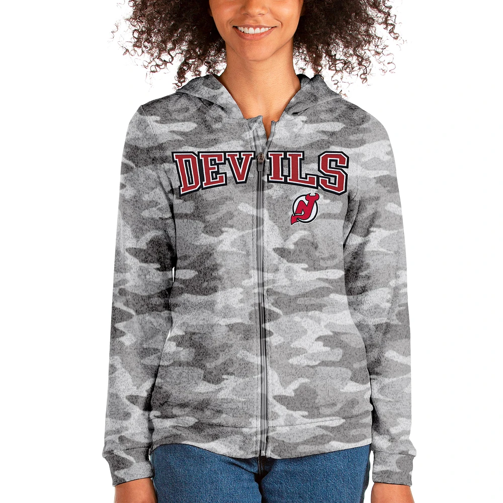 Women's Antigua Camo New Jersey Devils Team Absolute Full-Zip Hoodie