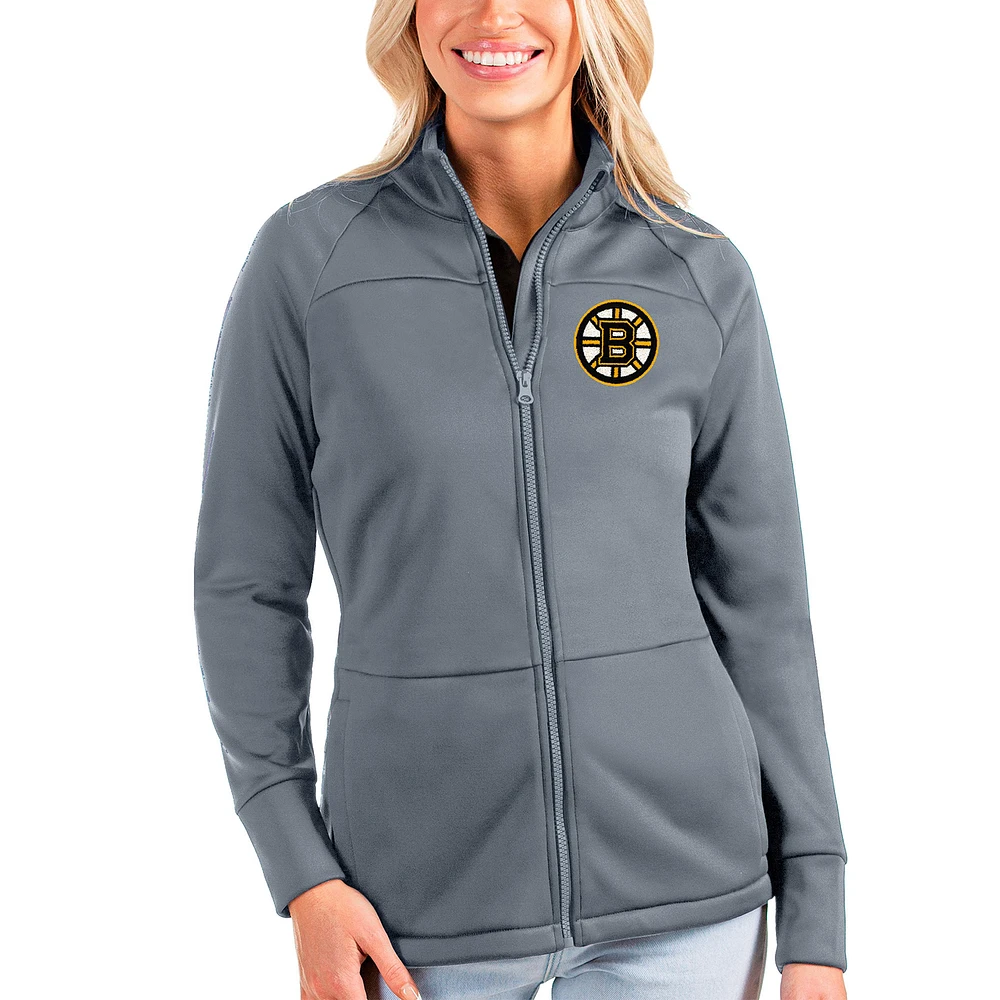 Women's Antigua Gray Boston Bruins Links Full-Zip Golf Jacket