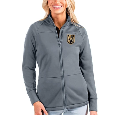 Women's Antigua Gray Vegas Golden Knights Links Full-Zip Golf Jacket