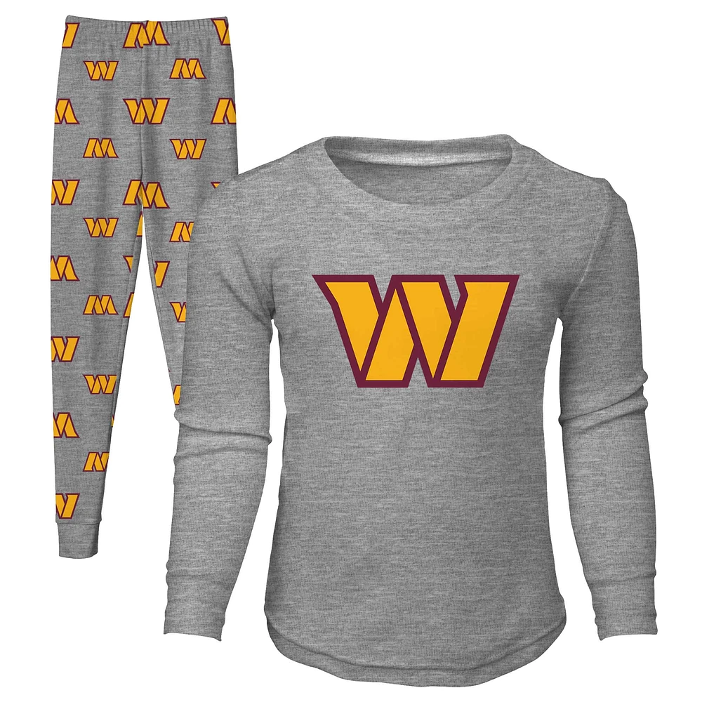 Toddler Heathered Gray Washington Commanders Long Sleeve T-Shirt & Pants Sleep Set