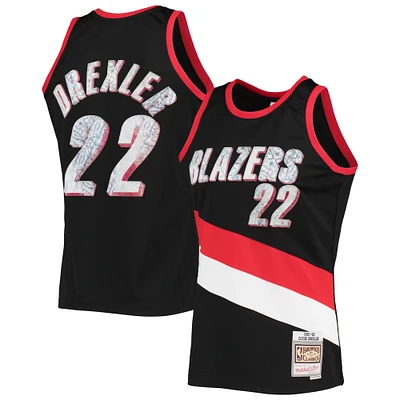 Men's Mitchell & Ness Clyde Drexler Black Portland Trail Blazers 1991/92 Hardwood Classics NBA 75th Anniversary Diamond Swingman Jersey