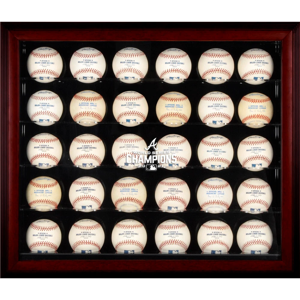 Atlanta Braves 2021 MLB World Series Champions Mahogany Framed Logo 30-Baseball Display Case