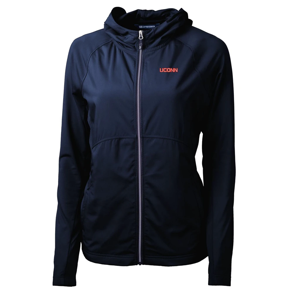 Women's Cutter & Buck Navy UConn Huskies Wordmark Adapt Eco Knit Full-Zip Jacket