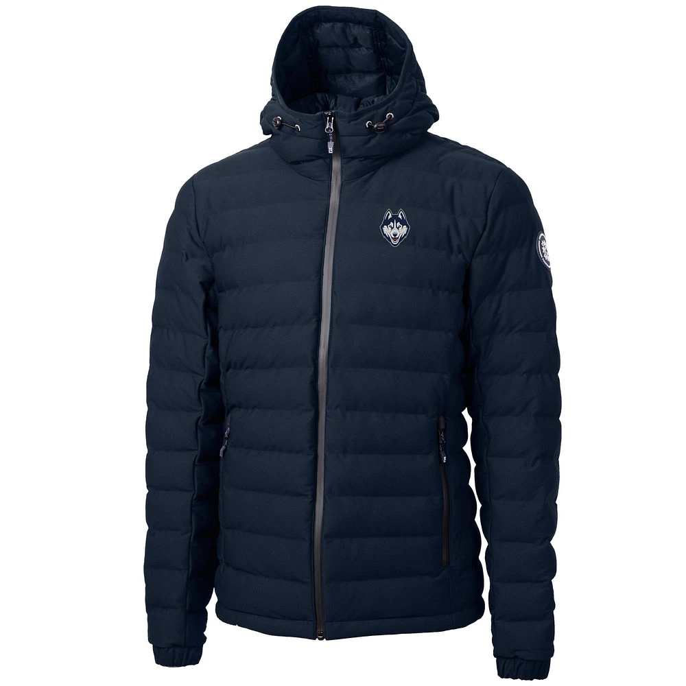 Women's Cutter & Buck Navy UConn Huskies Logo Mission Ridge Reprieve Eco Full-Zip Puffer Jacket