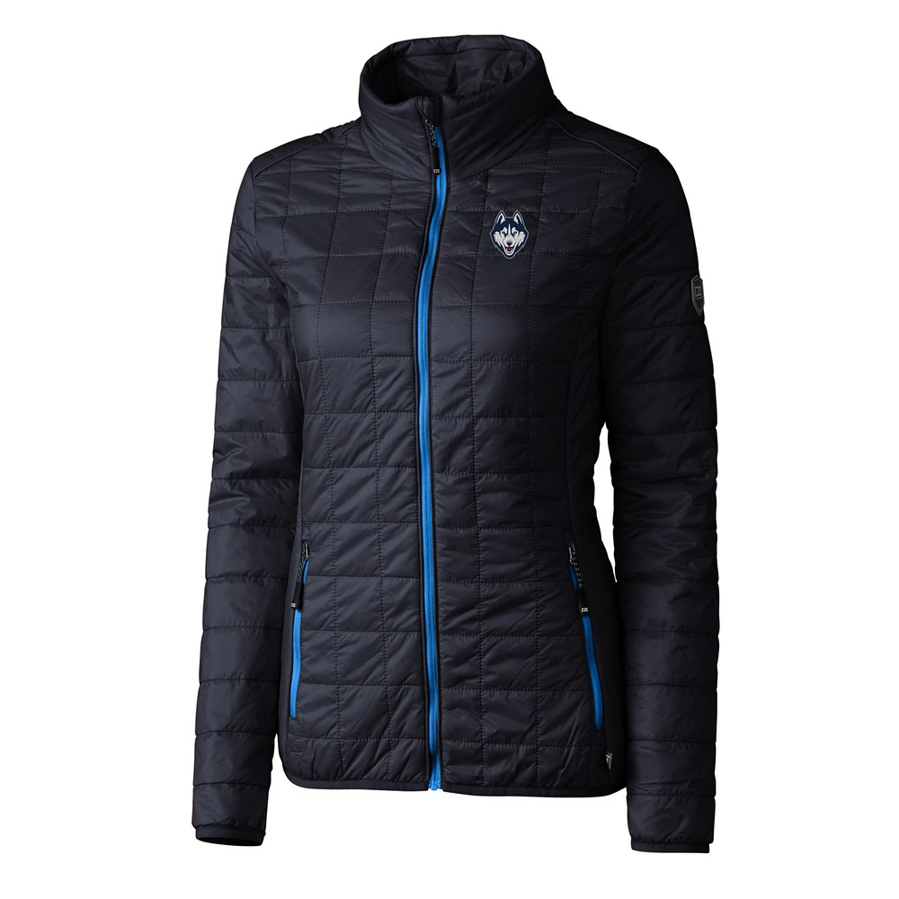 Women's Cutter & Buck Navy UConn Huskies Logo Rainier Full-Zip Puffer Jacket