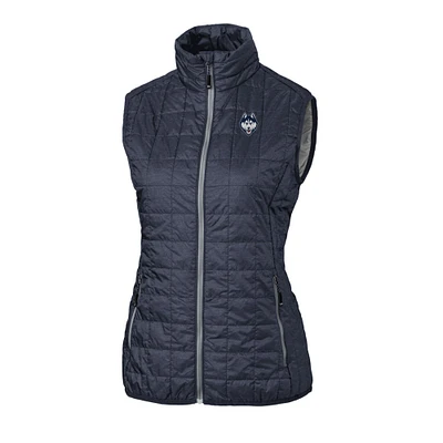 Women's Cutter & Buck Anthracite UConn Huskies Logo Rainier PrimaLoft Eco Full-Zip Vest