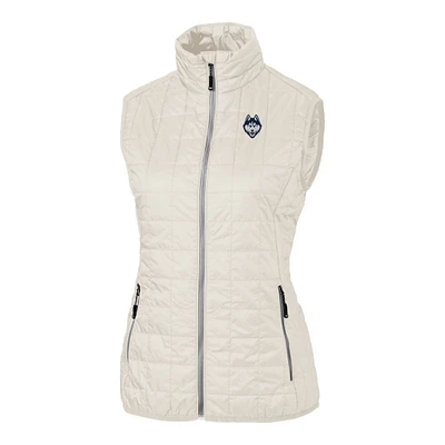 Women's Cutter & Buck Cream UConn Huskies Logo Rainier PrimaLoft Eco Full-Zip Vest