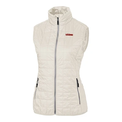 Women's Cutter & Buck Cream UConn Huskies Wordmark Rainier PrimaLoft Eco Full-Zip Vest