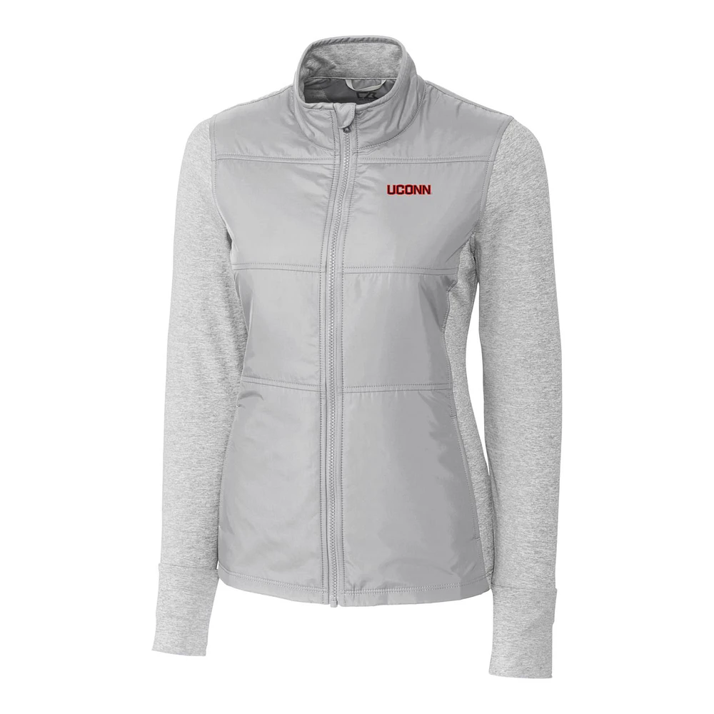 Women's Cutter & Buck Silver UConn Huskies Wordmark Stealth Full-Zip Jacket