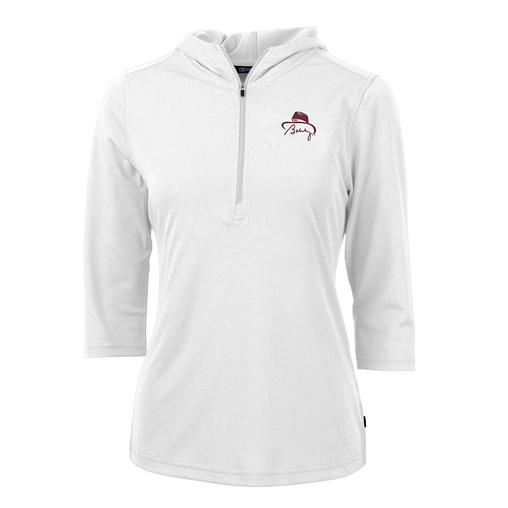 Women's Cutter & Buck Florida State Seminoles Bobby Bowden Virtue Eco Pique Half-Zip 3/4 Sleeve Pullover Hoodie