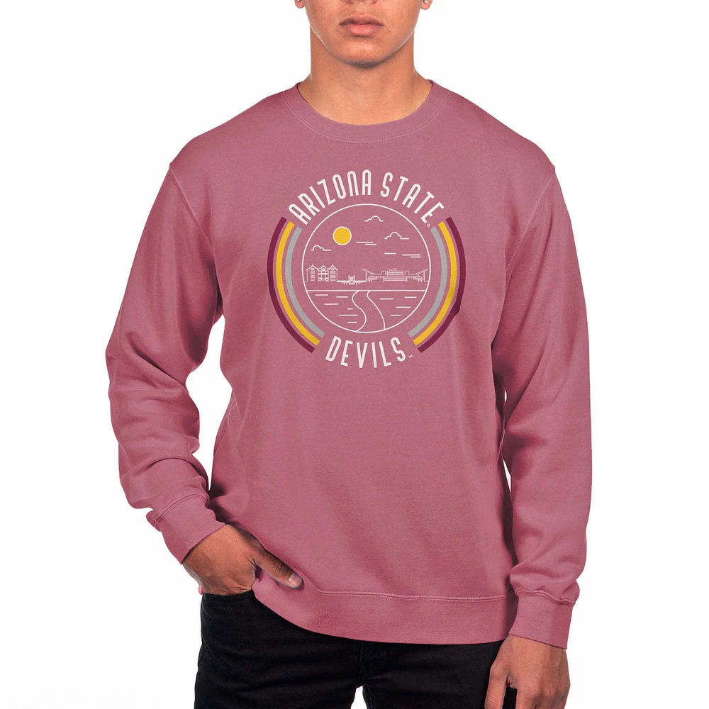 Men's Uscape Apparel Maroon Arizona State Sun Devils Pigment Dyed Fleece Crew Neck Sweatshirt