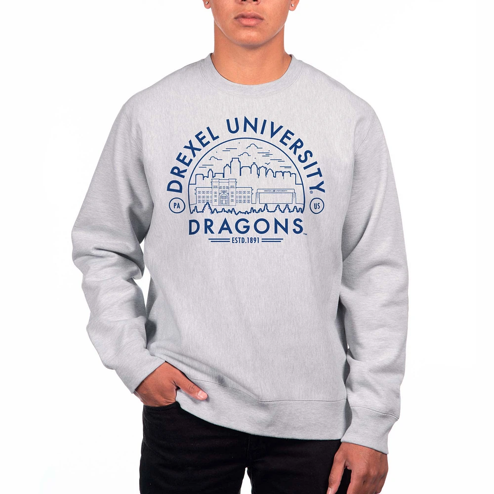 Men's Uscape Apparel Heathered Gray Drexel Dragons Premium Fleece Crew Neck Sweatshirt