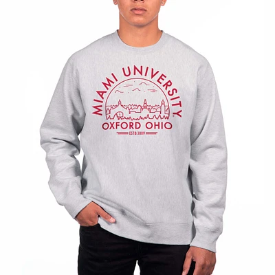 Men's Uscape Apparel Heathered Gray Miami University RedHawks Premium Fleece Crew Neck Sweatshirt
