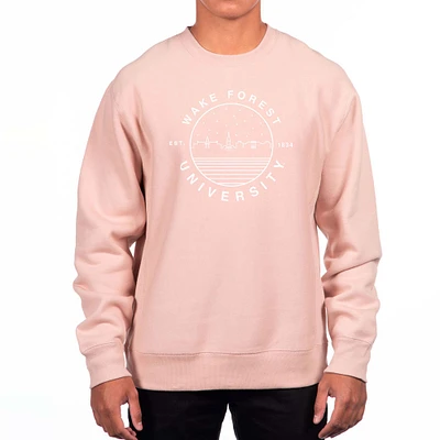 Men's Uscape Apparel Pink Wake Forest Demon Deacons Premium Fleece Crew Neck Sweatshirt