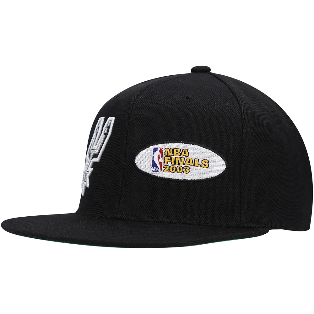 Men's Mitchell & Ness x Lids Black San Antonio Spurs 2003 NBA Finals Dual Whammy Snapback Hat