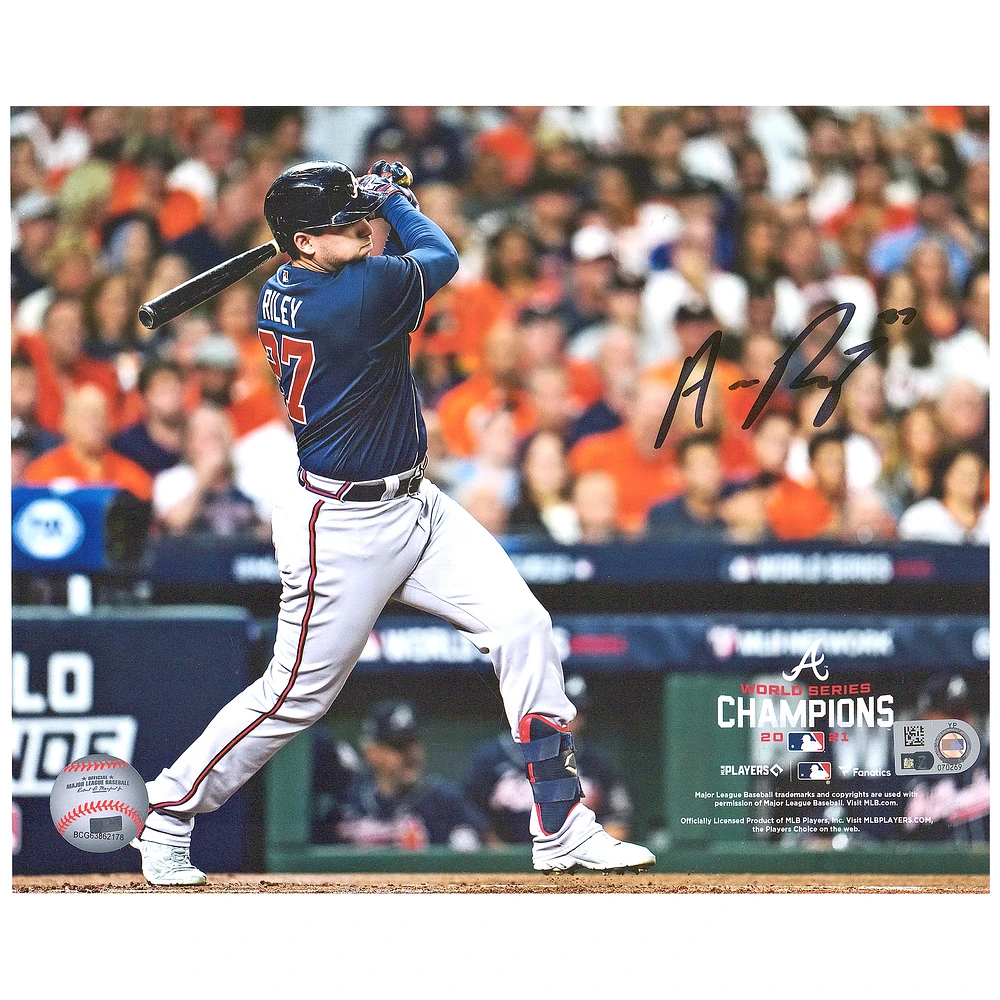 Austin Riley Atlanta Braves Autographed 8" x 10" 2021 World Series Champions Hitting Photograph