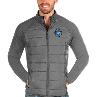 Men's Antigua Steel Charlotte FC Altitude Full-Zip Jacket