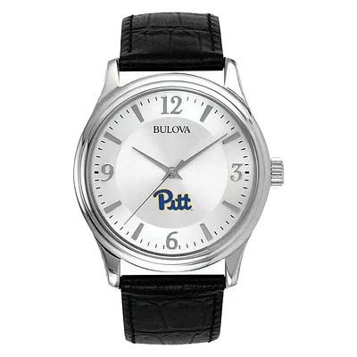 Men's Silver Pitt Panthers Leather Watch