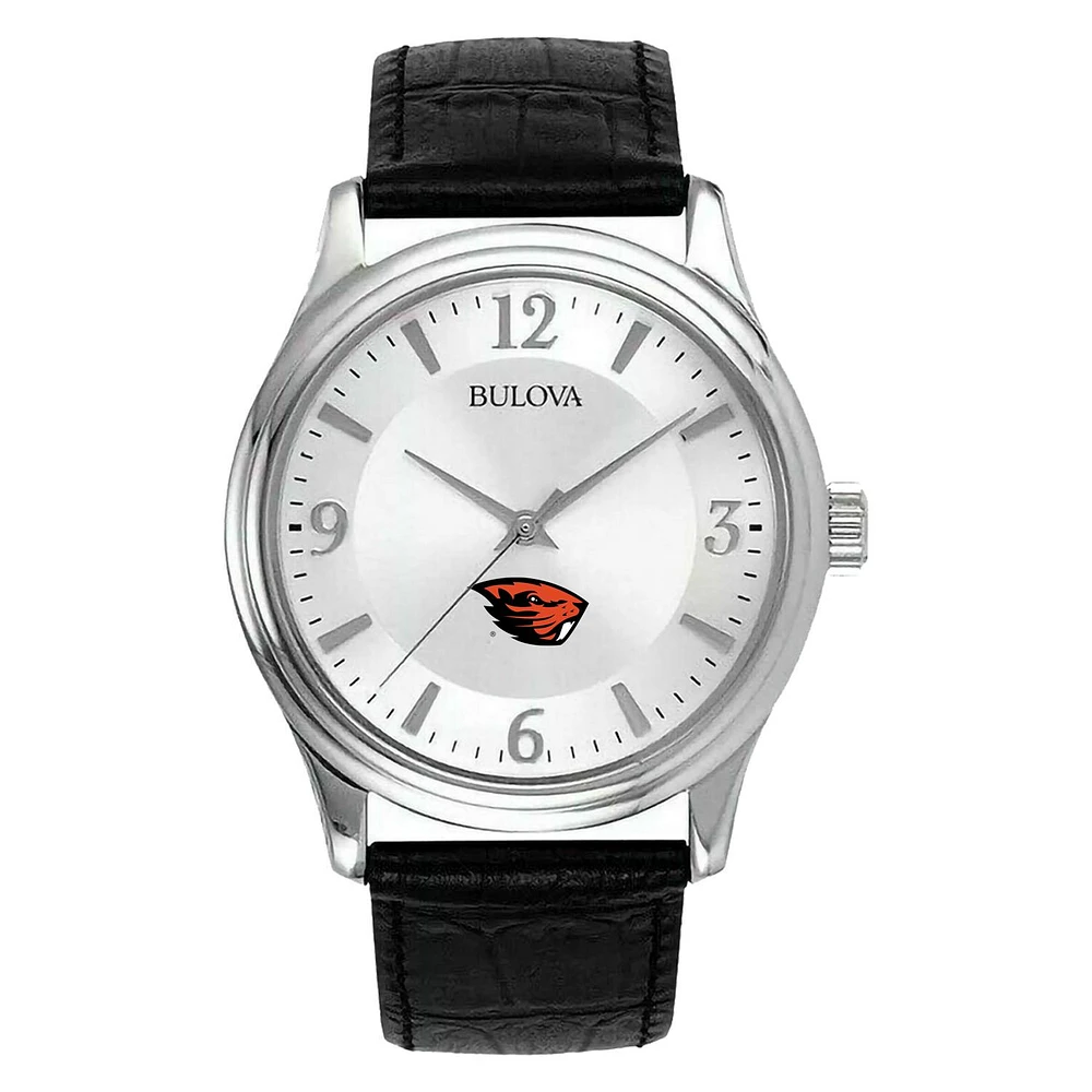 Men's Silver Oregon State Beavers Leather Watch