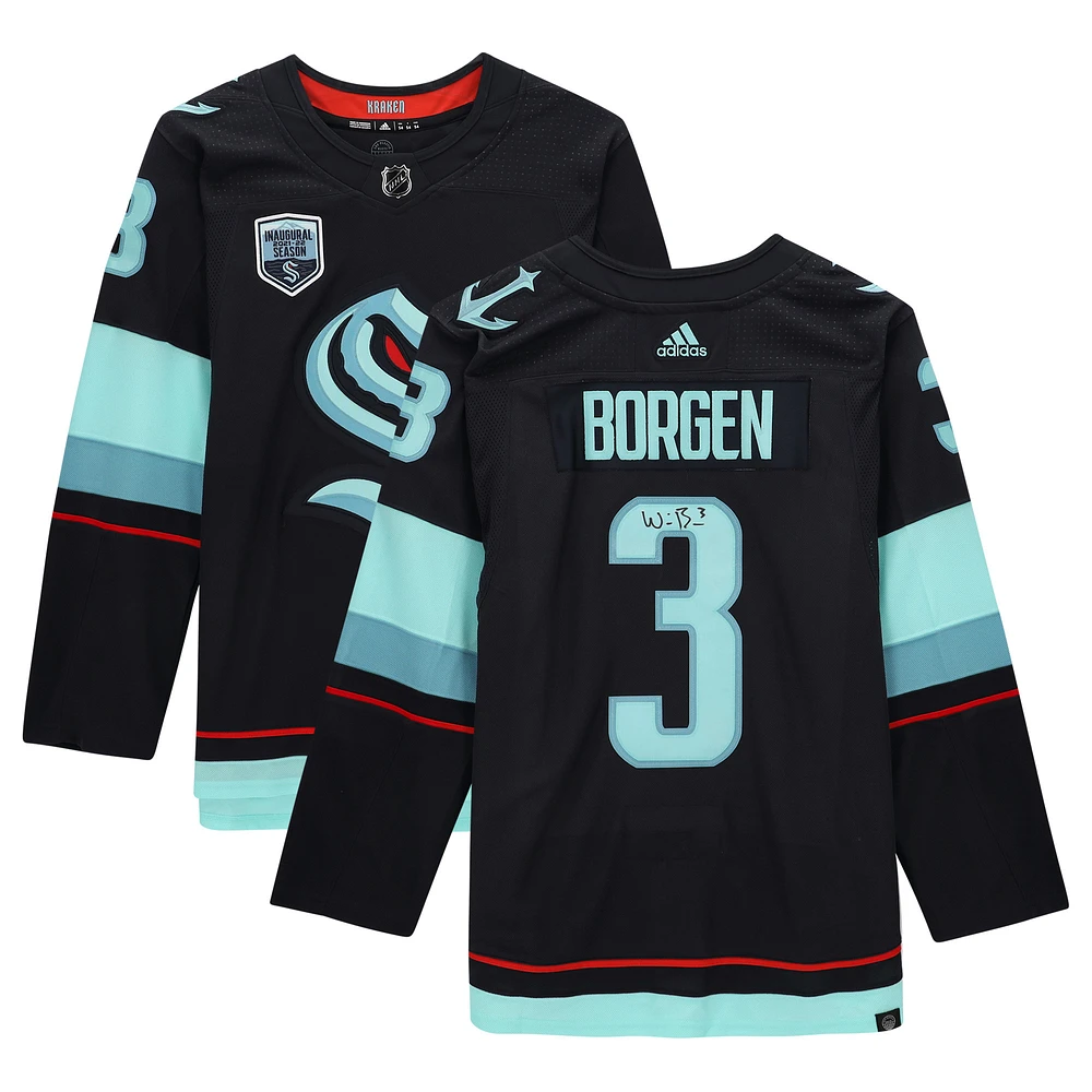 Will Borgen Deep Sea Blue Seattle Kraken Autographed adidas Authentic Jersey with Inaugural Season Jersey Patch