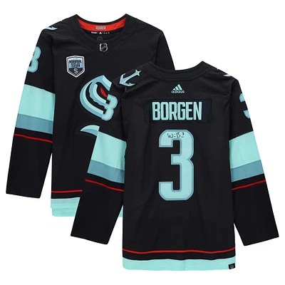 Will Borgen Deep Sea Blue Seattle Kraken Autographed adidas Authentic Jersey with Inaugural Season Jersey Patch