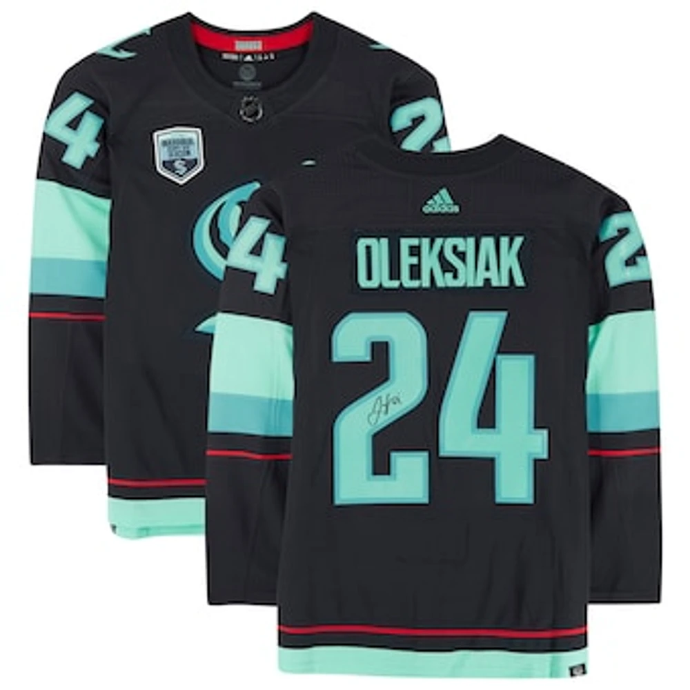 Jamie Oleksiak Deep Sea Blue Seattle Kraken Autographed adidas Authentic Jersey with Inaugural Season Jersey Patch